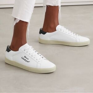 SAINT LAURENT Court Classic SL/06 logo-embroidered leather sneakers